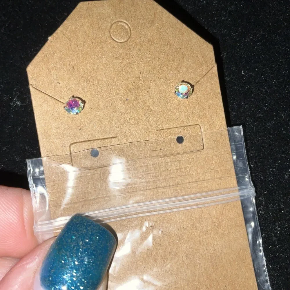 Cubic Zirconia Stud Earrings Hypoallergenic Surgical Steel Sensitive Ear New